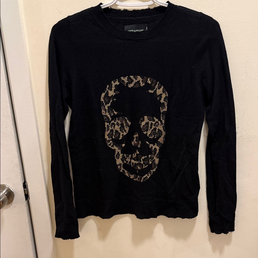 Zadig & Voltaire Black Sweater with Gold Skull